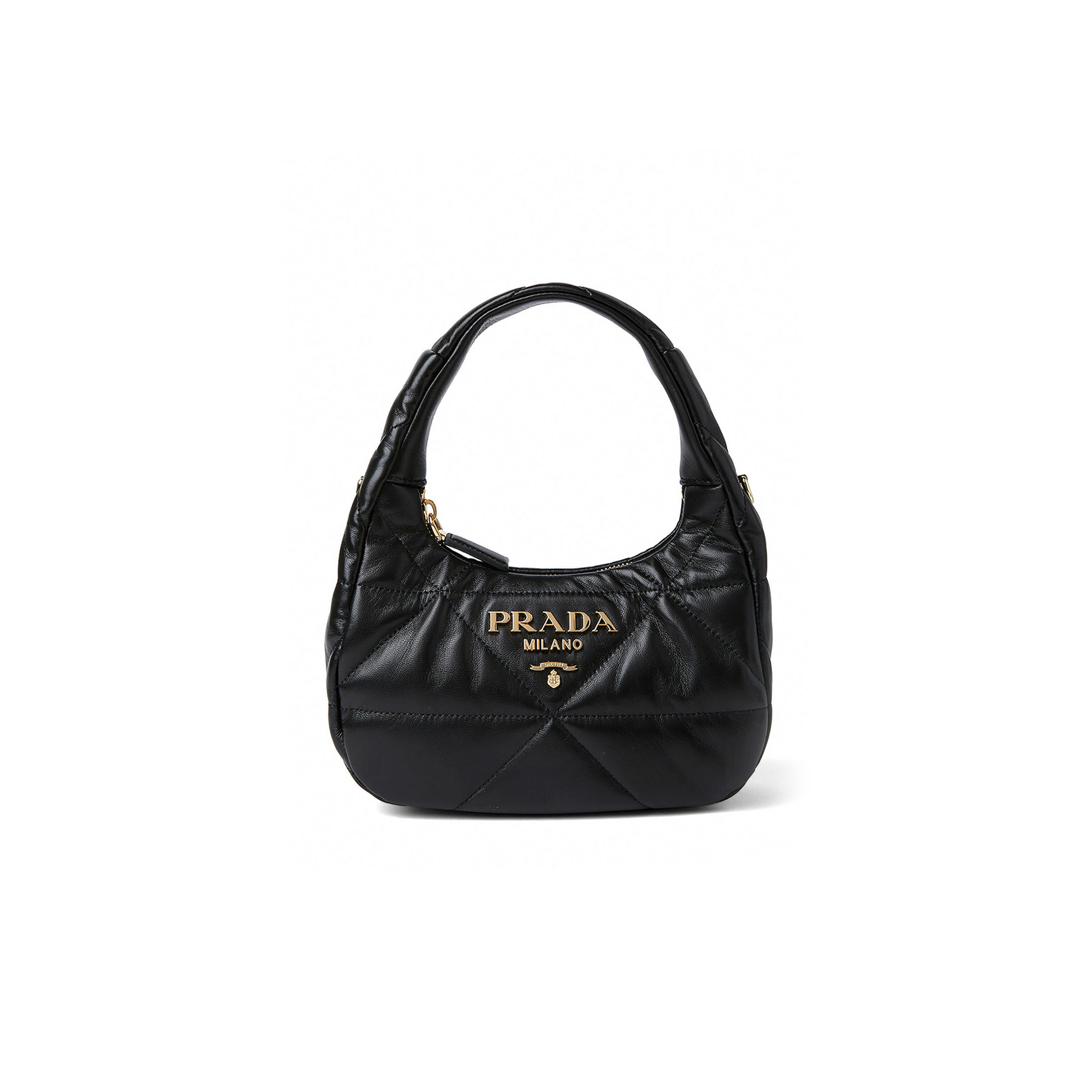PRADA MINI QUILTED STITCH SHOULDER BAG IN BLACK 1BA384 (21*12.5*6.5cm)